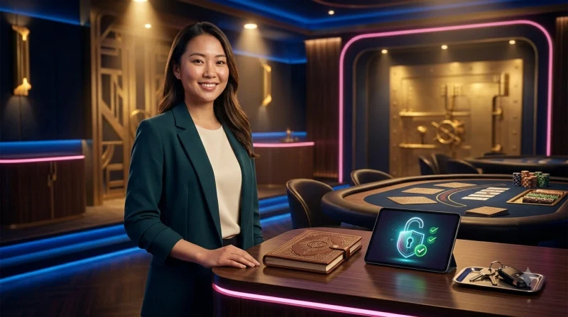 Minh họa cách sử dụng nền tảng an toàn với biểu tượng bảo mật và tuân thủ quy định