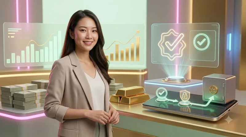 Người dùng kiểm tra thông tin tài khoản và danh sách xác minh trước khi rút tiền