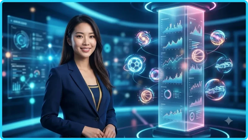 Người hâm mộ thể thao theo dõi trận đấu trực tiếp trên màn hình lớn trong không gian hiện đại